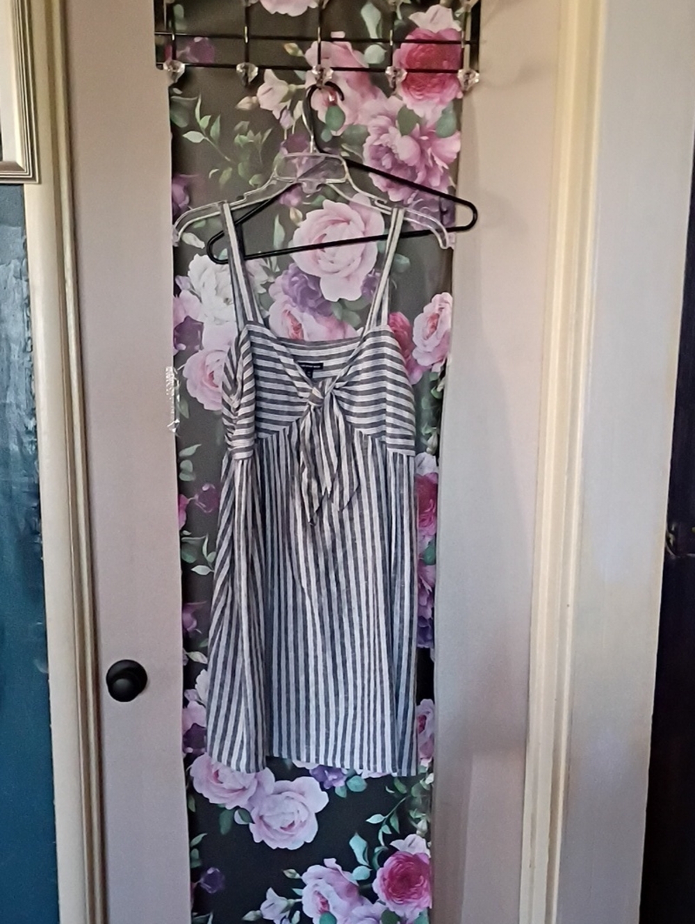 Who What Wear Grey and White Striped Sundress SZ M